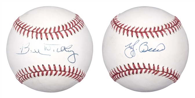 Lot of (2) New York Yankees "Retired #8" Single Signed OAL Bobby Brown Baseballs - Yogi Berra & Bill Dickey (PSA/DNA)